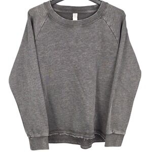 Alternative Apparel Sweatshirt Womens Large Washed Black Gray Raw Hem Fleece New